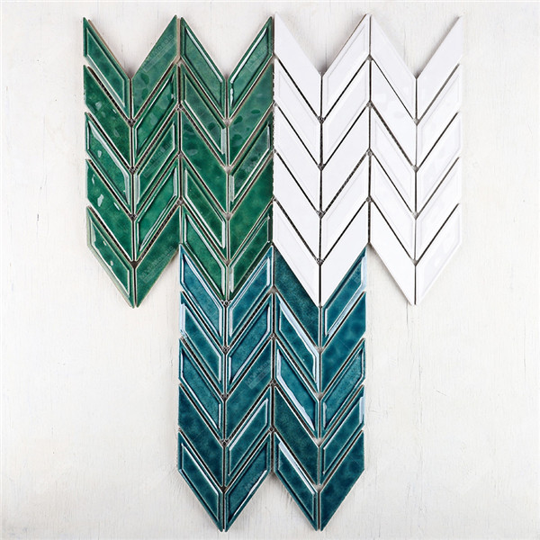 Wholesale Ceramic Mozaik Chevron Mosaic Tile White for Hotel Restaurant OEM Project MMMosaic