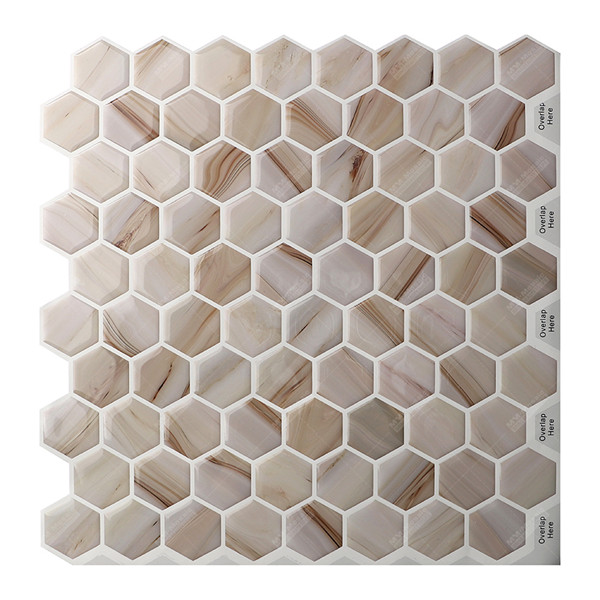1mm Pvc Vinyl Hexagon Peel and Stick Adhesive Mosaic Tiles for