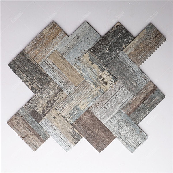 Waterproof Wood Grain Pvc Vinyl Mosaic Herringbone Peel And Stick Tile