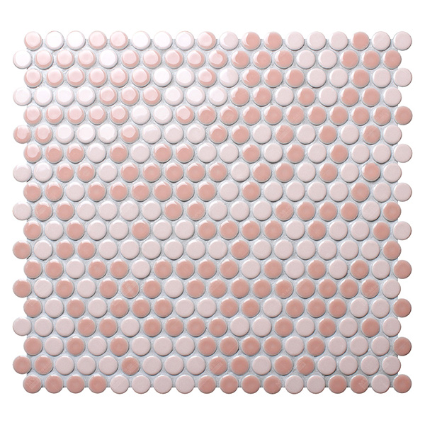Pink Rounded Tile Foshan Manufacturer 15mm Mini Ceramic Ceramic Pink Penny Round Mosaic ...