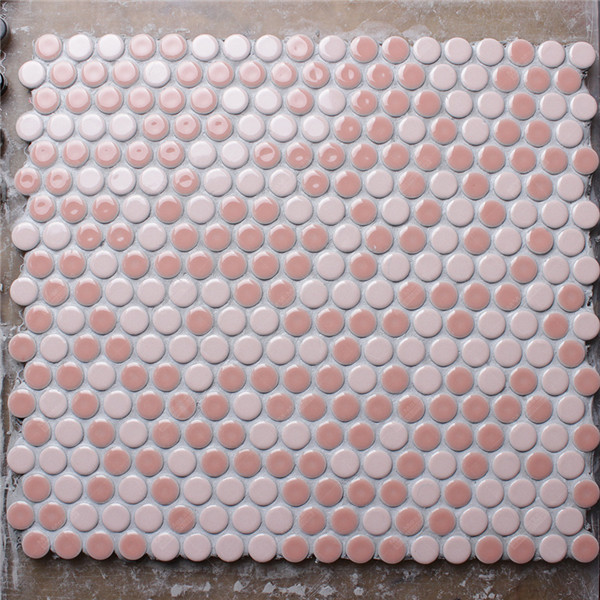Foshan Manufacturer 15mm Mini Ceramic Ceramic Pink Penny Round Mosaic ...