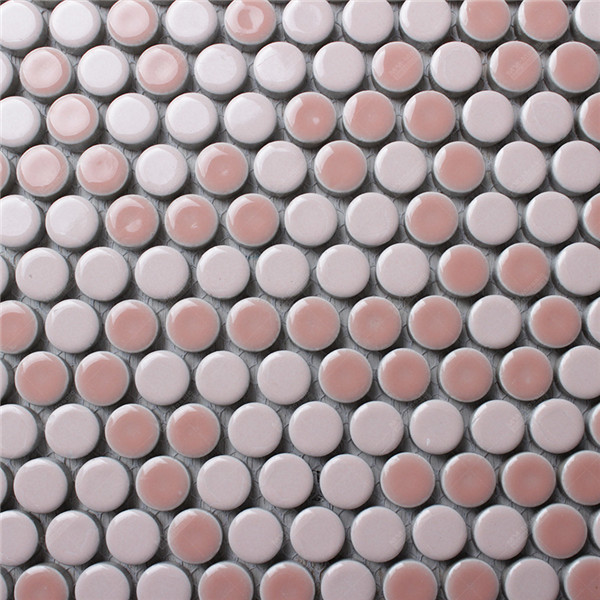 Foshan Manufacturer 15mm Mini Ceramic Ceramic Pink Penny Round Mosaic ...