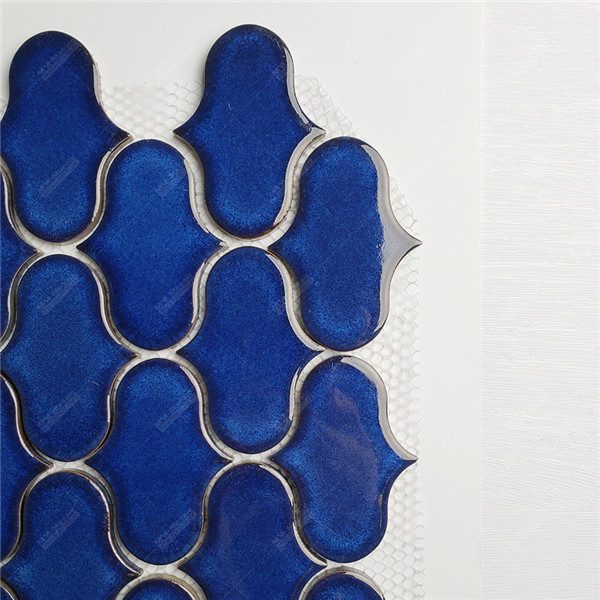 unoa 【Arabesque  blue】Sleeve design Foshan Factory Price Porcelain Blue Arabesque Shape Mosaic