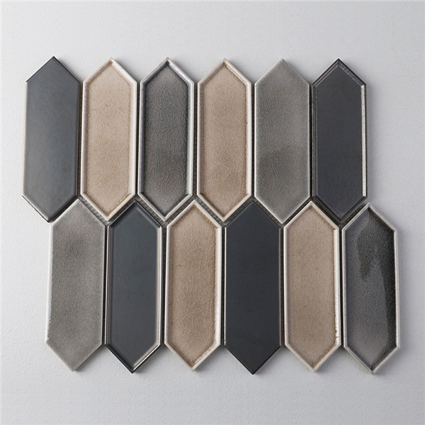 Pikiting Block Foshan Vendor Crackle Mix Metallic Porcelain Picket Shape Long Hexagon ...