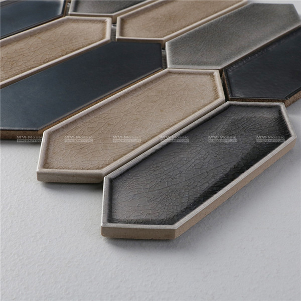 Pikiting Block Foshan Vendor Crackle Mix Metallic Porcelain Picket Shape Long Hexagon ...