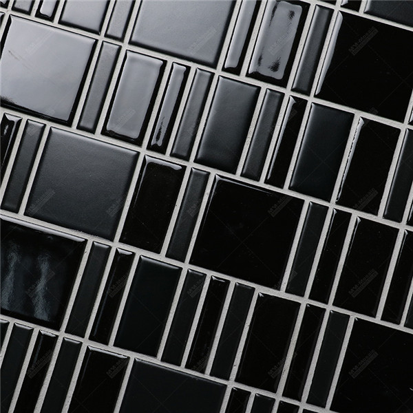 Wholesale Piano Design Glossy and Matte Black Ceramic Mosaic Tile ...