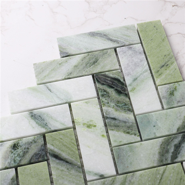 Foshan Wholesale Polished Honed Natural Marble Ming Green Herringbone