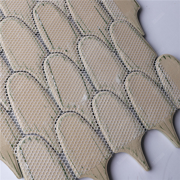 Feather Shape Glazed Gradient Grey Ceramic Hand Made Mosaic Tile ...