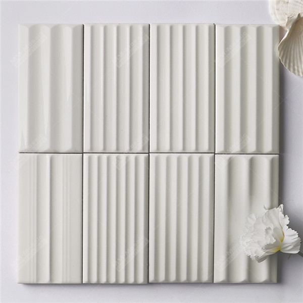 China Factory Rippled Surface 3x6 White Subway Tile for