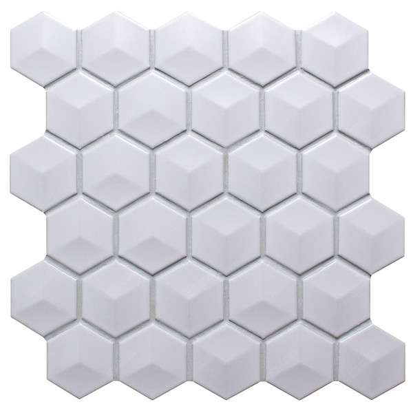 China Foshan Manufacturer Porcelain Matte Glazed 3D Light Grey Hexagon ...