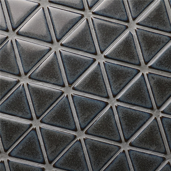 Foshan Project Supplier 2" Triangle Glossy Glazed Ceramic Dark Grey ...