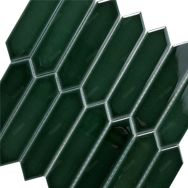 Foshan Factory Supply Glazed Dark Green Picket Long Hexagon Ceramic ...