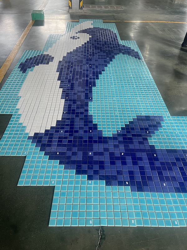 Blue Dolphin A Ceramic Swimming Pool Mosaic, 45x32 - Beach yle